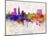 Indianapolis Skyline in Watercolor Background-paulrommer-Mounted Art Print