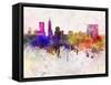 Indianapolis Skyline in Watercolor Background-paulrommer-Framed Stretched Canvas