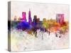 Indianapolis Skyline in Watercolor Background-paulrommer-Stretched Canvas