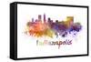 Indianapolis Skyline in Watercolor-paulrommer-Framed Stretched Canvas