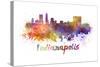 Indianapolis Skyline in Watercolor-paulrommer-Stretched Canvas