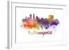 Indianapolis Skyline in Watercolor-paulrommer-Framed Art Print