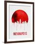 Indianapolis Skyline Red-null-Framed Art Print