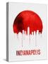 Indianapolis Skyline Red-null-Stretched Canvas