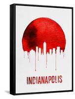 Indianapolis Skyline Red-null-Framed Stretched Canvas