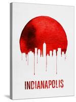 Indianapolis Skyline Red-null-Stretched Canvas