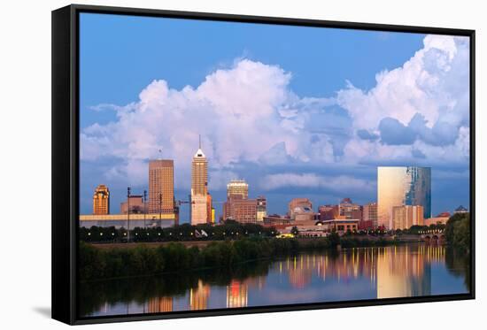 Indianapolis Skyline.-rudi1976-Framed Stretched Canvas