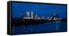 Indianapolis State Capitol and skyline at dusk along White River State Park-null-Framed Stretched Canvas