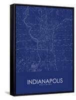 Indianapolis, United States of America Blue Map-null-Framed Stretched Canvas
