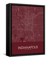 Indianapolis, United States of America Red Map-null-Framed Stretched Canvas