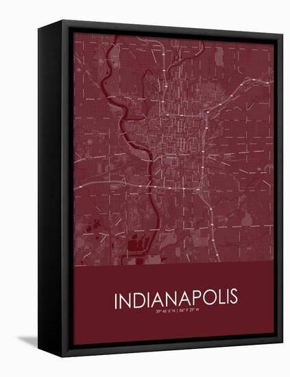 Indianapolis, United States of America Red Map-null-Framed Stretched Canvas