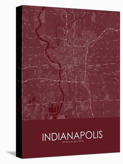 Indianapolis, United States of America Red Map-null-Stretched Canvas