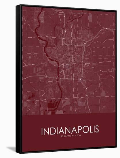 Indianapolis, United States of America Red Map-null-Framed Stretched Canvas