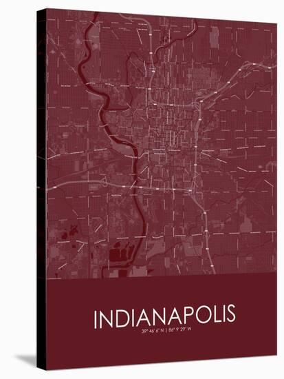 Indianapolis, United States of America Red Map-null-Stretched Canvas