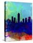 Indianapolis Watercolor Skyline-NaxArt-Stretched Canvas