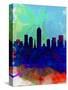 Indianapolis Watercolor Skyline-NaxArt-Stretched Canvas