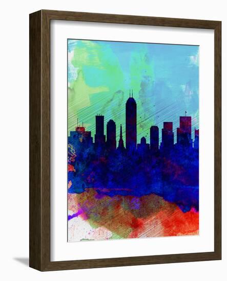 Indianapolis Watercolor Skyline-NaxArt-Framed Art Print