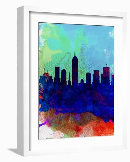 Indianapolis Watercolor Skyline-NaxArt-Framed Art Print