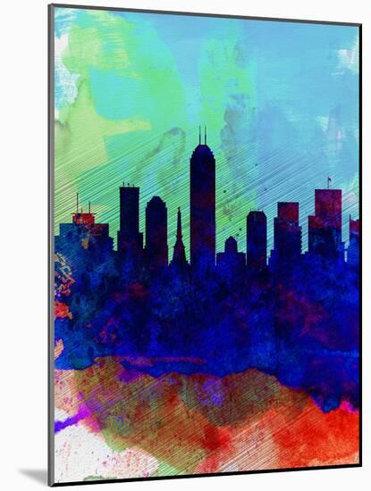 Indianapolis Watercolor Skyline-NaxArt-Mounted Art Print