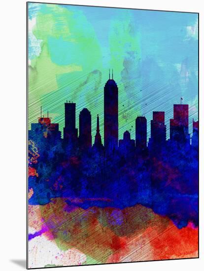 Indianapolis Watercolor Skyline-NaxArt-Mounted Art Print