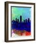 Indianapolis Watercolor Skyline-NaxArt-Framed Art Print