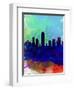 Indianapolis Watercolor Skyline-NaxArt-Framed Art Print