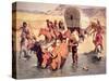Indians Attacking a Pioneer Wagon Train-Frederic Sackrider Remington-Stretched Canvas