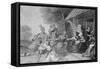 Indians Attacking Pioneer Block House-null-Framed Stretched Canvas