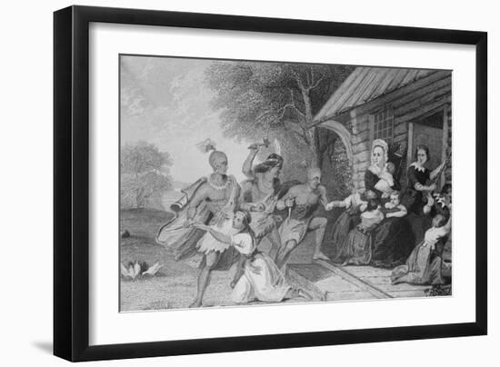 Indians Attacking Pioneer Block House-null-Framed Giclee Print