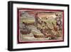 Indians Building Boats under Supervision of Spanish Taken from History of Indies-Diego Duran-Framed Giclee Print