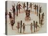 Indians Dancing-John White-Stretched Canvas