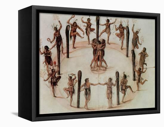 Indians Dancing-John White-Framed Stretched Canvas