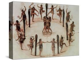 Indians Dancing-John White-Stretched Canvas