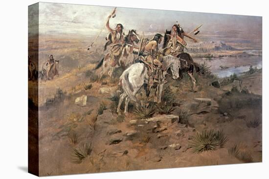 Indians Discovering Lewis and Clark, 1896-Charles Marion Russell-Stretched Canvas