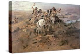 Indians Discovering Lewis and Clark, 1896-Charles Marion Russell-Stretched Canvas