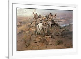 Indians Discovering Lewis and Clark, 1896-Charles Marion Russell-Framed Giclee Print