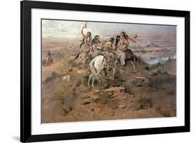 Indians Discovering Lewis and Clark, 1896-Charles Marion Russell-Framed Giclee Print