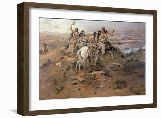 Indians Discovering Lewis and Clark, 1896-Charles Marion Russell-Framed Giclee Print