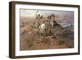 Indians Discovering Lewis and Clark, 1896-Charles Marion Russell-Framed Giclee Print