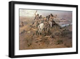 Indians Discovering Lewis and Clark, 1896-Charles Marion Russell-Framed Giclee Print