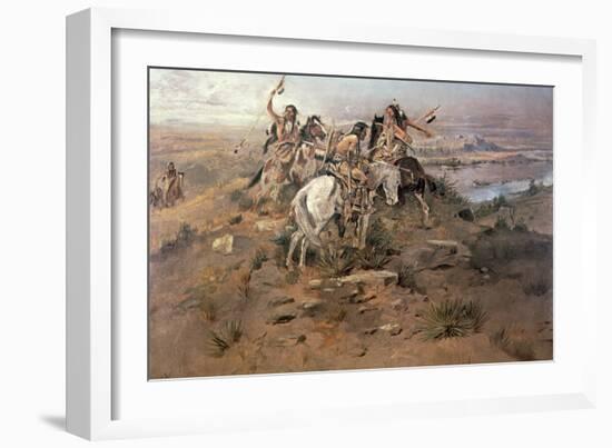 Indians Discovering Lewis and Clark, 1896-Charles Marion Russell-Framed Giclee Print