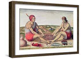 Indians Eating a Meal, engraved by Theodore de Bry-John White-Framed Giclee Print