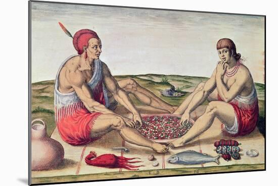 Indians Eating a Meal, engraved by Theodore de Bry-John White-Mounted Giclee Print