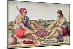 Indians Eating a Meal, engraved by Theodore de Bry-John White-Mounted Giclee Print