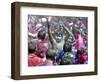 Indians, Faces Smeared with Color and Glitter, Celebrate Holi-null-Framed Photographic Print