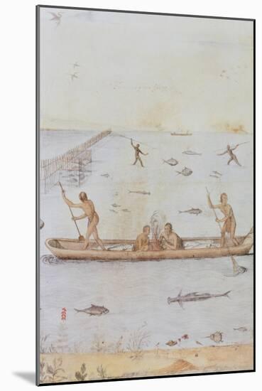 Indians Fishing-John White-Mounted Giclee Print