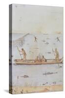 Indians Fishing-John White-Stretched Canvas