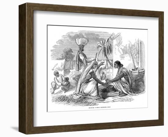 Indians Grinding Corn-L Benwell-Framed Art Print