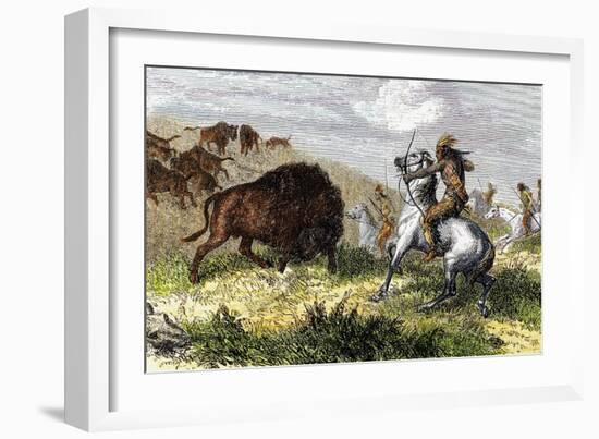 Indians Hunting Bison.-Tarker-Framed Giclee Print