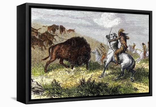 Indians Hunting Bison.-Tarker-Framed Stretched Canvas